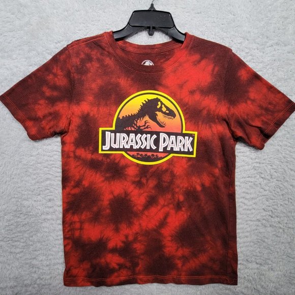 Jurassic Park Other - Jurassic Park Shirt Boys XL Red Tie Dye Graphic Logo Short Sleeve
